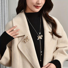 Wholesale Elegant Luxurious Bow Knot Alloy Rhinestones Inlay Women's Sweater Chain - ChicMeto