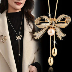 Wholesale Elegant Luxurious Bow Knot Alloy Rhinestones Inlay Women's Sweater Chain - ChicMeto