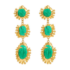 Wholesale Elegant Luxurious Geometric Inlay Alloy Resin Gold Plated Drop Earrings - ChicMeto