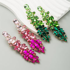 Wholesale Elegant Luxurious Irregular Inlay Zinc Alloy Artificial Diamond Drop Earrings - ChicMeto