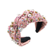 Wholesale Elegant Luxurious Pearl Cloth Inlay Rhinestones Hair Band - ChicMeto