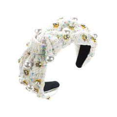 Wholesale Elegant Luxurious Pearl Cloth Inlay Rhinestones Hair Band - ChicMeto