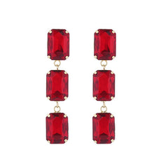 Wholesale Elegant Luxurious Square Inlay Alloy Glass Gold Plated Drop Earrings - ChicMeto