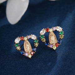 Wholesale Elegant Luxurious XUPING Human Heart Shape Inlay Copper Alloy Artificial Gemstones 18K Gold Plated Ear Studs - ChicMeto