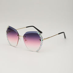 Wholesale Elegant Retro Gradient Color PC Square Diamond Frameless Women's Sunglasses - ChicMeto