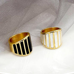 Wholesale Elegant Retro Simple Style Geometric Stainless Steel Rings Gold Plated - ChicMeto