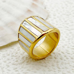 Wholesale Elegant Retro Simple Style Geometric Stainless Steel Rings Gold Plated - ChicMeto