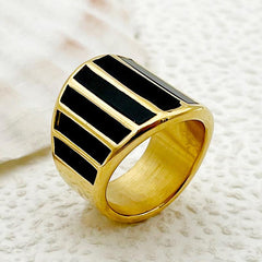 Wholesale Elegant Retro Simple Style Geometric Stainless Steel Rings Gold Plated - ChicMeto