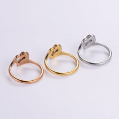 Wholesale Elegant Romantic Heart Shape Stainless Steel Plating Inlay Rhinestones 18K Gold Plated Rose Gold Plated Rings - ChicMeto