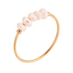 Wholesale Elegant Simple Geometric Stainless Steel Pearl Ring 1 Piece - ChicMeto