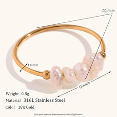 Wholesale Elegant Simple Geometric Stainless Steel Pearl Ring 1 Piece - ChicMeto