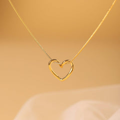 Wholesale Elegant Simple Style Heart Shape Stainless Steel Hollow Out 18K Gold Plated Pendant Necklace - ChicMeto