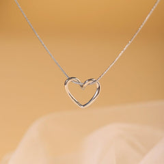 Wholesale Elegant Simple Style Heart Shape Stainless Steel Hollow Out 18K Gold Plated Pendant Necklace - ChicMeto