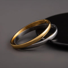 Wholesale Elegant Simple Style Round Stainless Steel Shiny Metallic Plating 18K Gold Plated Bangle - ChicMeto