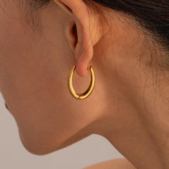 Wholesale Elegant Simple Style Solid Color Polished Plating 304 Stainless Steel 18K Gold Plated Earrings Pair - ChicMeto