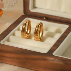 Wholesale Elegant Simple Style Solid Color Polished Plating 304 Stainless Steel 18K Gold Plated Earrings Pair - ChicMeto