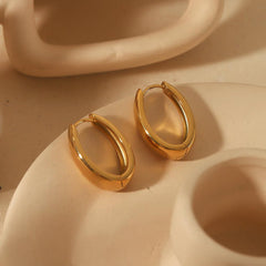 Wholesale Elegant Simple Style Solid Color Polished Plating 304 Stainless Steel 18K Gold Plated Earrings Pair - ChicMeto