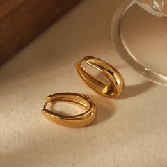 Wholesale Elegant Simple Style Solid Color Polished Plating 304 Stainless Steel 18K Gold Plated Earrings Pair - ChicMeto