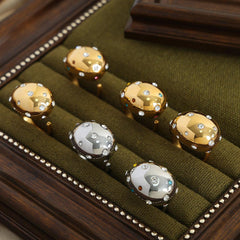 Wholesale Elegant Simple Style Solid Color Titanium Steel Layered Plating 18K Gold Plated Open Rings - ChicMeto