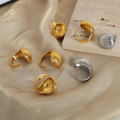 Wholesale Elegant Simple Style Solid Color Titanium Steel Layered Plating 18K Gold Plated Open Rings - ChicMeto