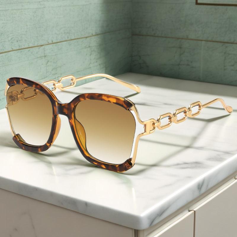 Wholesale Elegant Solid Color PC Square Half Frame Women's Sunglasses - ChicMeto