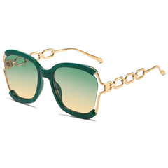 Wholesale Elegant Solid Color PC Square Half Frame Women's Sunglasses - ChicMeto