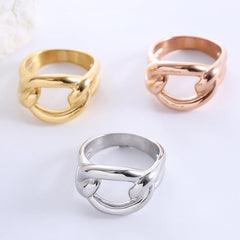 Wholesale Elegant Stainless Steel Rings Solid Color 18K Gold Rose Gold Plated - ChicMeto