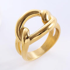 Wholesale Elegant Stainless Steel Rings Solid Color 18K Gold Rose Gold Plated - ChicMeto