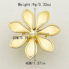 Wholesale Elegant Sweet Flower Stainless Steel Open Rings Gold Plated - ChicMeto