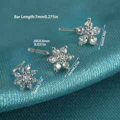 Wholesale Elegant Sweet Shiny Flower Stainless Steel Turquoise Zircon Nose Studs - ChicMeto