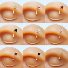 Wholesale Elegant Tropical Heart Shape Plating Inlay Stainless Steel Copper Zircon White Gold Plated Gold Plated Eyebrow Nails Ear Studs - ChicMeto