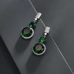 Wholesale Elegant Xuping Round Inlay Copper Alloy Artificial Gemstones White Gold Plated Drop Earrings - ChicMeto