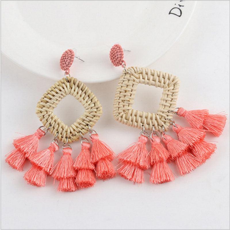 Wholesale Ethnic Geometric Rhombus Alloy Drop Earrings Plating Style - ChicMeto