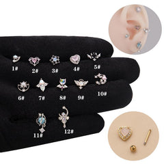 Wholesale Ethnic Style Star Heart Shape Plating Inlay Stainless Steel Copper Zircon Ear Studs - ChicMeto