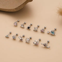 Wholesale Ethnic Style Star Heart Shape Plating Inlay Stainless Steel Copper Zircon Ear Studs - ChicMeto