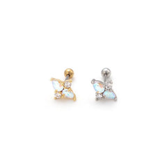 Wholesale Ethnic Style Star Heart Shape Plating Inlay Stainless Steel Copper Zircon Ear Studs - ChicMeto