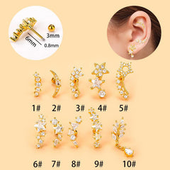 Wholesale Ethnic Style Star Metal Plating Zircon Ear Studs - ChicMeto