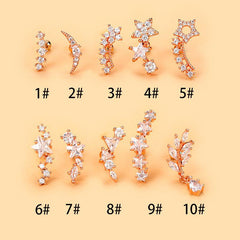 Wholesale Ethnic Style Star Metal Plating Zircon Ear Studs - ChicMeto