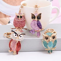 Wholesale Exaggerated Artistic Owl Alloy Keychain | Rhinestone Inlay, Unisex Bag Pendant - ChicMeto