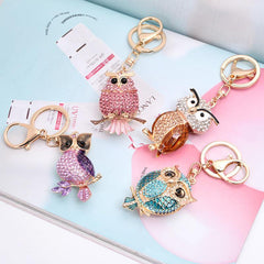 Wholesale Exaggerated Artistic Owl Alloy Keychain | Rhinestone Inlay, Unisex Bag Pendant - ChicMeto