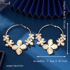 Wholesale Exaggerated Flower Ferroalloy Hoop Earrings - ChicMeto