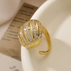 Wholesale Exaggerated Simple Style Commute Geometric Copper Plating Inlay Zircon 18K Gold Plated Open Rings - ChicMeto