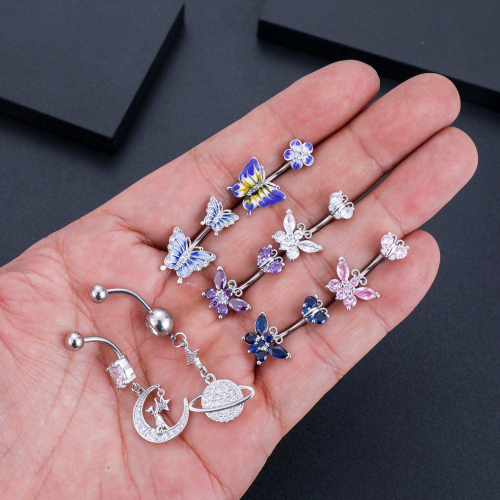 Wholesale Fashion Butterfly Copper Plating Zircon Belly Ring 1 Piece - ChicMeto