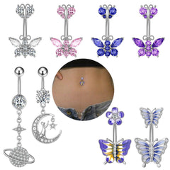 Wholesale Fashion Butterfly Copper Plating Zircon Belly Ring 1 Piece - ChicMeto