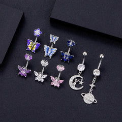 Wholesale Fashion Butterfly Copper Plating Zircon Belly Ring 1 Piece - ChicMeto