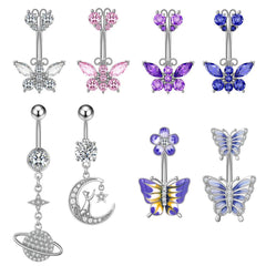 Wholesale Fashion Butterfly Copper Plating Zircon Belly Ring 1 Piece - ChicMeto