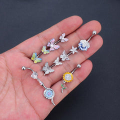 Wholesale Fashion Butterfly Copper Plating Zircon Belly Ring - ChicMeto