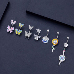 Wholesale Fashion Butterfly Copper Plating Zircon Belly Ring - ChicMeto