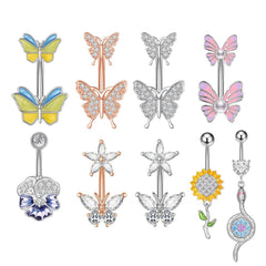 Wholesale Fashion Butterfly Copper Plating Zircon Belly Ring - ChicMeto