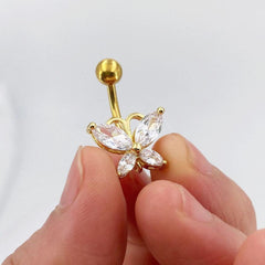 Wholesale Fashion Butterfly Stainless Steel Inlay Zircon Belly Ring 1 Piece - ChicMeto